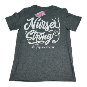 Simply Southern T-Shirt Womens M Medium Charcoal Gray Nurse Strong